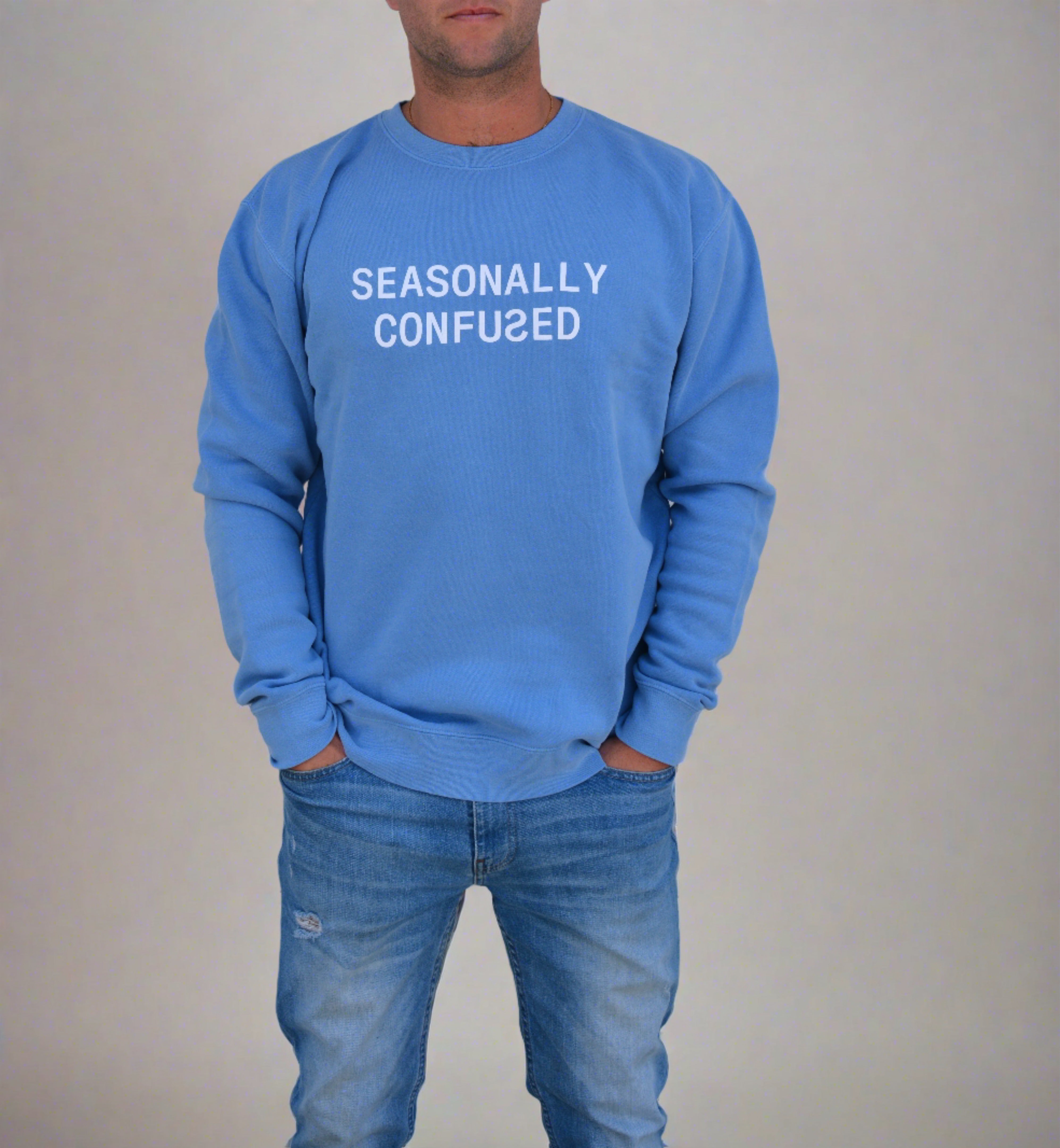 "Seasonally Confused" Crew - Summer Sky Blue